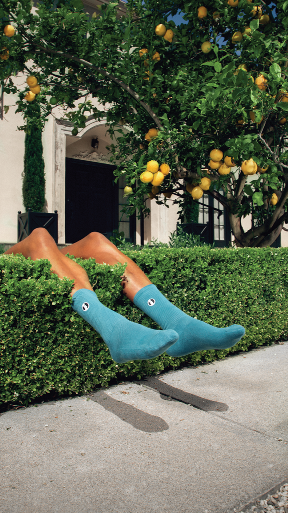 Embroidered Cotton Socks - Sea Blue