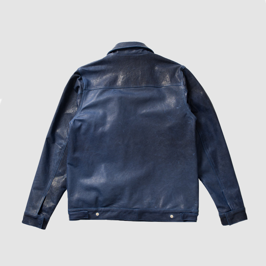 Leather Trucker Jacket - Twilight Blue
