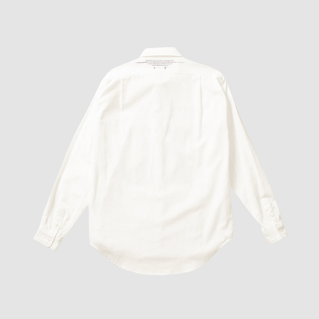 "Terrifying Trip!" Solid Button Down Shirt - White/Purple