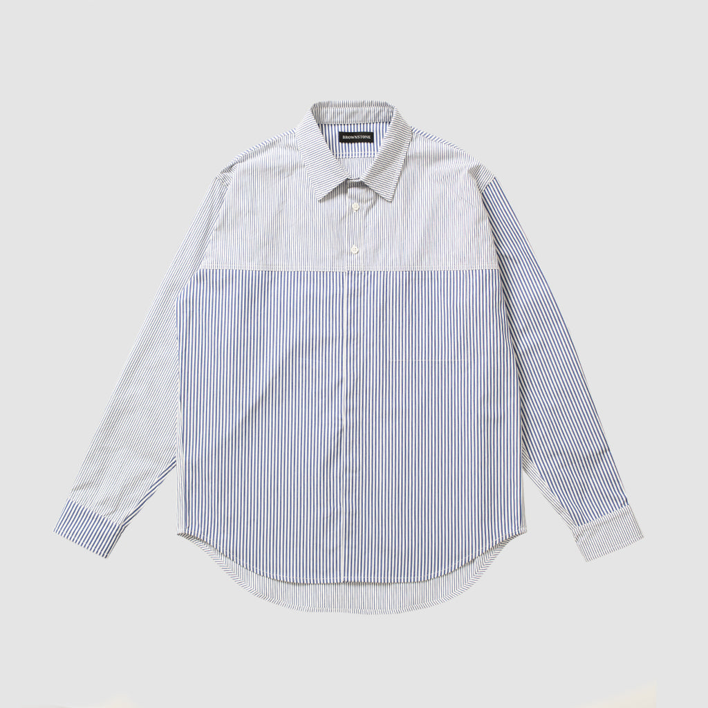 Contrast Striped Button Down Shirt - Royal