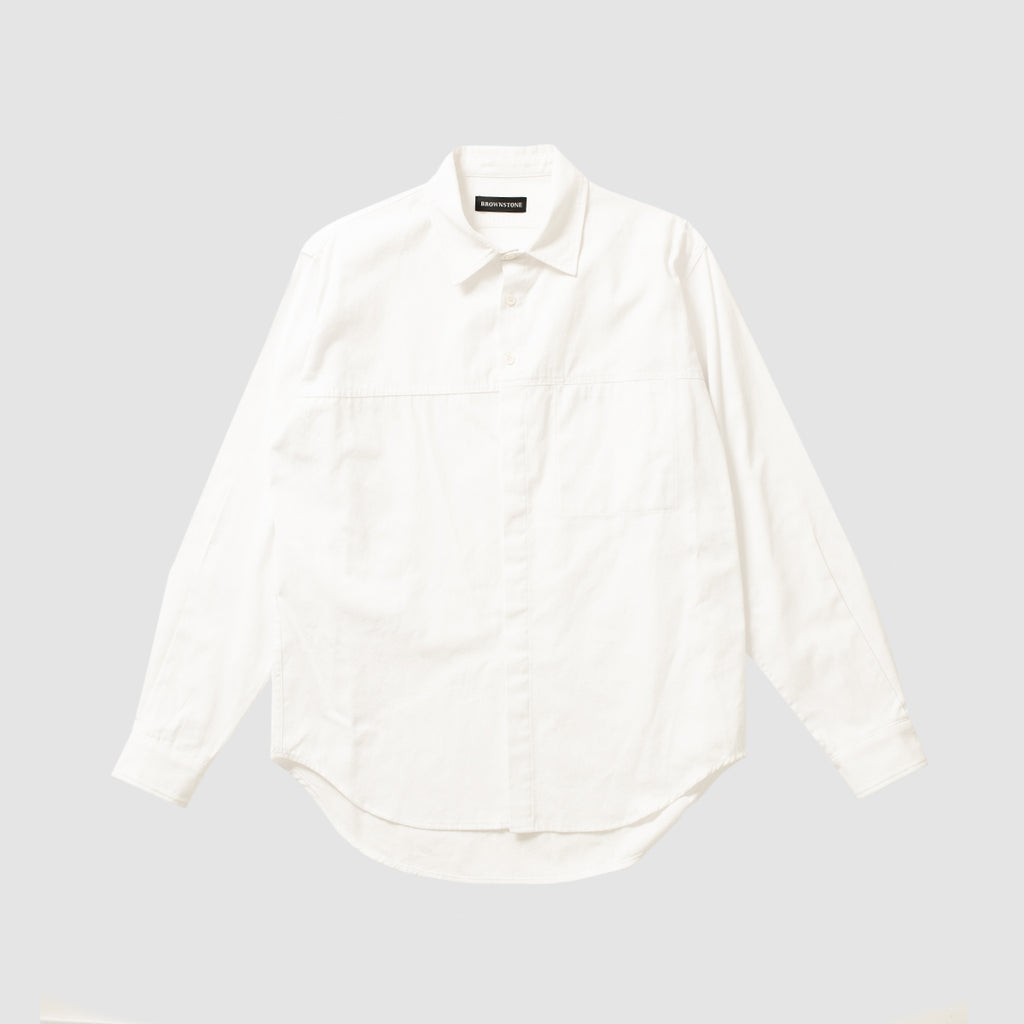 Paneled Button Down Shirt - White
