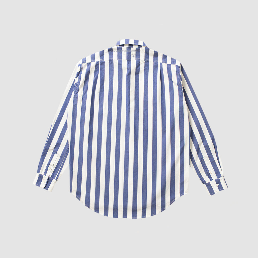 "Terrifying Trip!" Striped Button Down Shirt - Royal