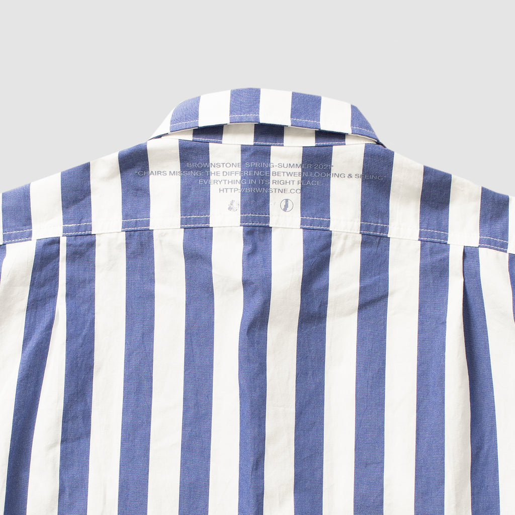 "Terrifying Trip!" Striped Button Down Shirt - Royal