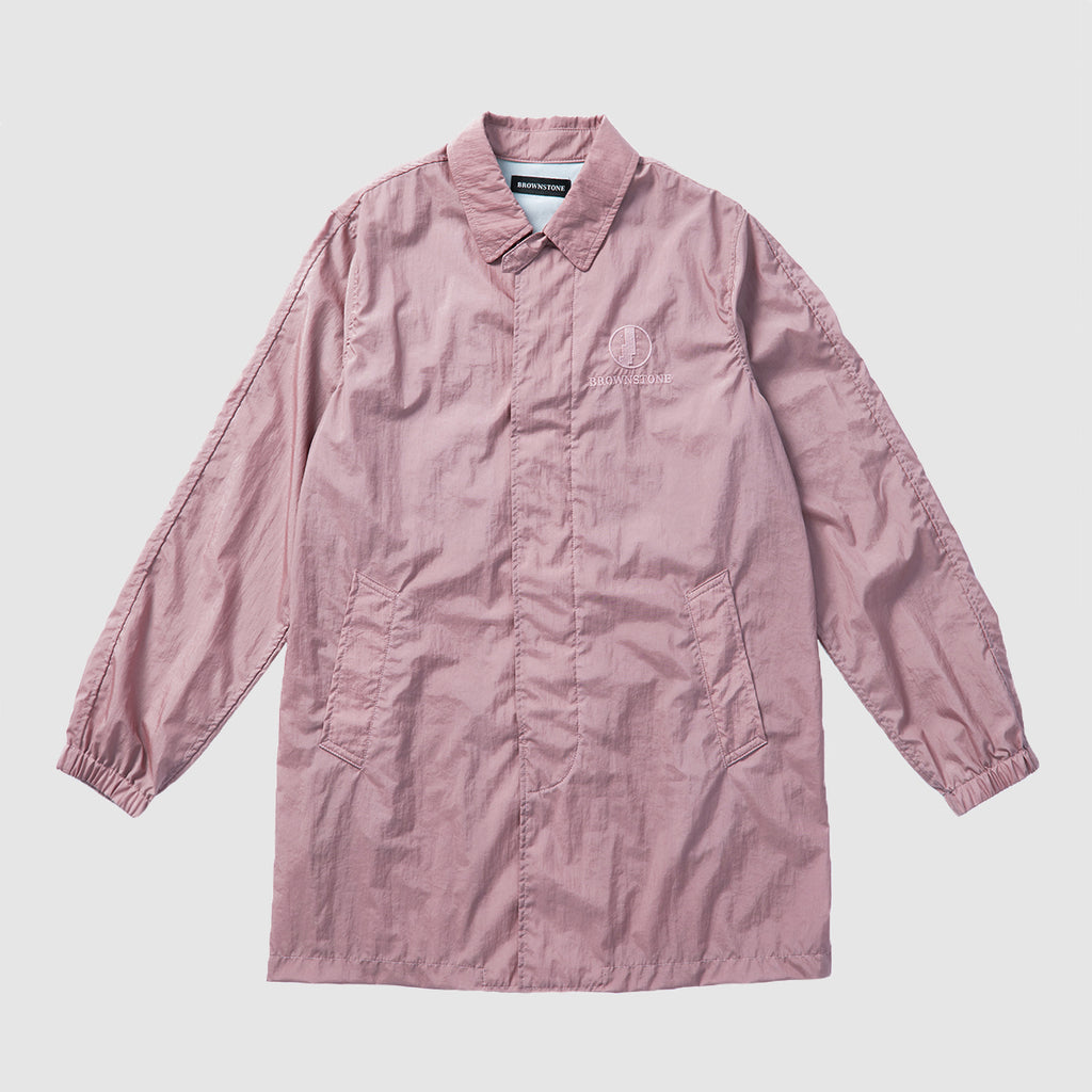 Nylon Water Resistant Trench Coat - Bark