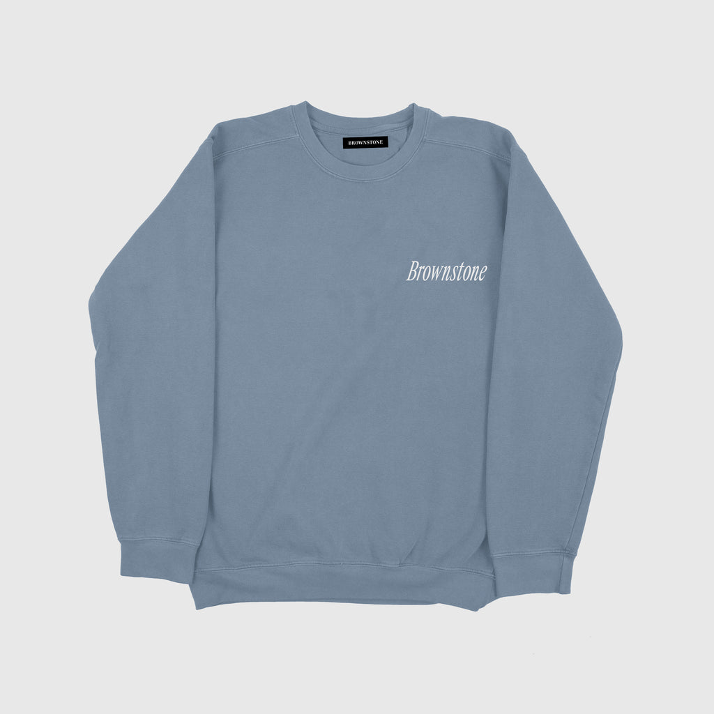 Embroidered Cut & Sew Crewneck - Still Blue