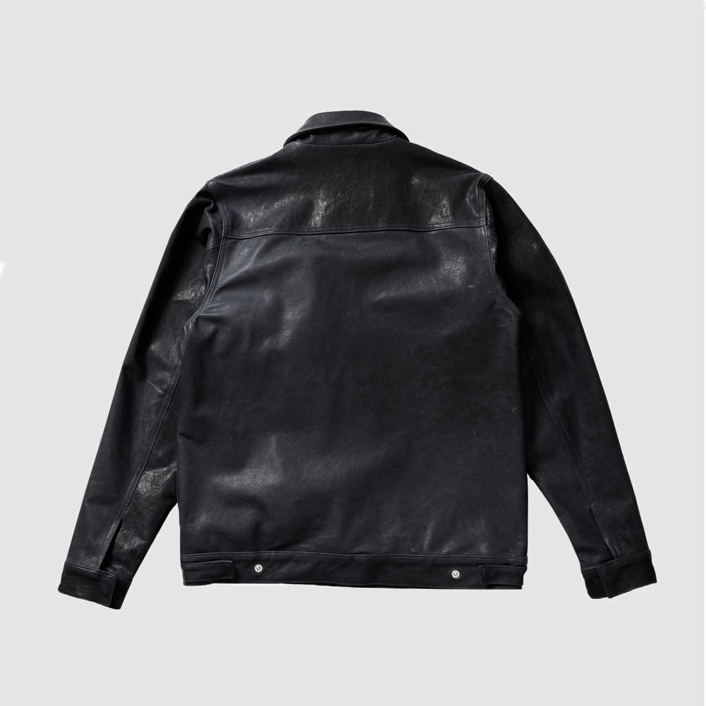 Leather Trucker Jacket - Pitch Black
